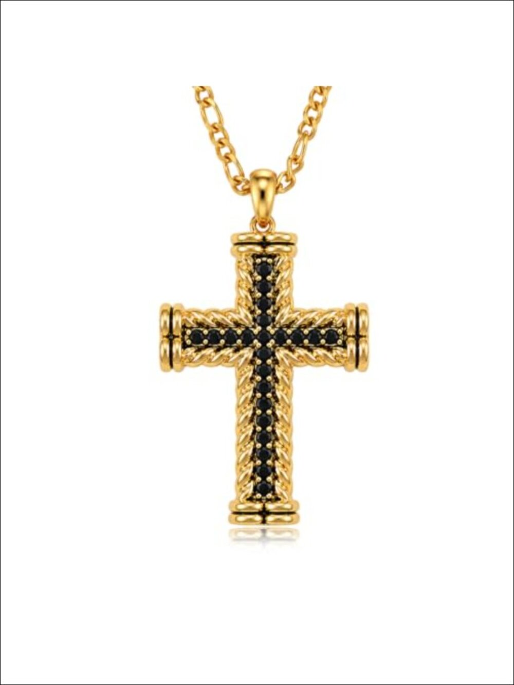 14K Gold Plated Cross Pendant Necklace Stainless Steel Religious Jewelry